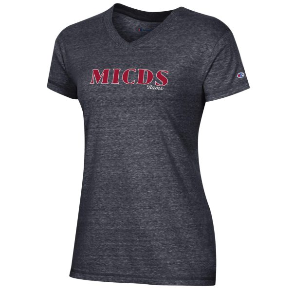 Champion Womens V-Neck Tee, Black Heather